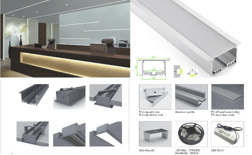 Profile Flush Led inner width 75mm / outer width 90mm / height 35mm