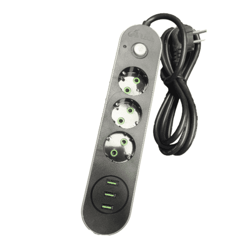 Power Strip 3 outlets + 3USB