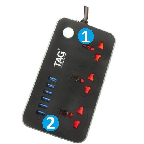 مشترك بسلك 3 فتحة + 6 USB