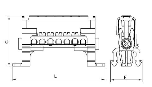 (6.5X9mm²) 2/5=7 HOLES SINGLE POLE DISTRIBUTION UNITS