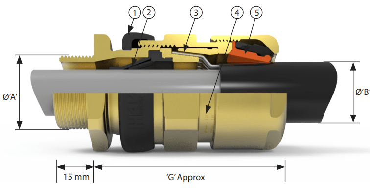 Hawke 501 / 453 / UNIVIVERSAL Nikel Plated Brass Explosion-Proof Gland
