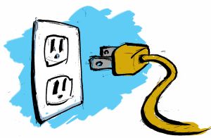 Illustration of a plug and outlet. (State Dept.)