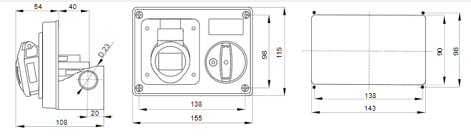 خارج جويس باللوك مستطيلة 16 أمبير ip44 2