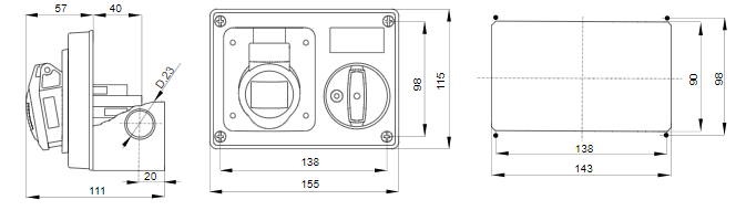 خارج جويس باللوك مستطيلة 16 أمبير ip44