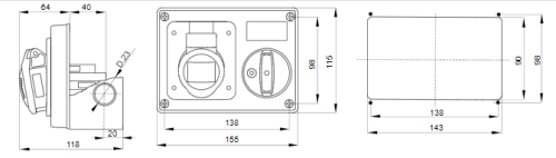 بريزة خارج جويس باللوك مستطيلة 32 أمبير  IP44