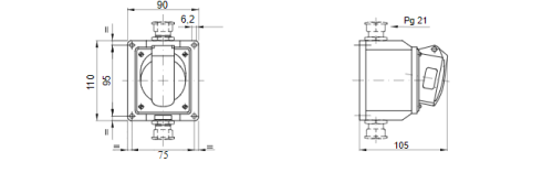 بريزة خارج جويس مربع 16 أمبير IP44