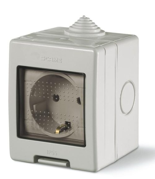 علبة سكام خارج 2 فتحة مانع + بريزة شوكة  IP55