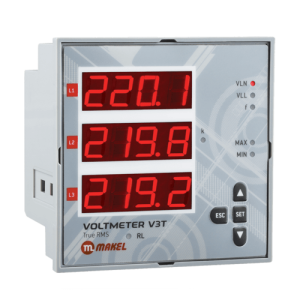 فولتميتر ماكيل 9*9 سم Phase Sequence Protection V.HZ 1 Relay NO 5A