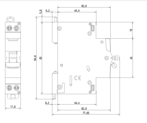 قواطع تيار بتشينو أحادي  MCB 1P 4.5KA
