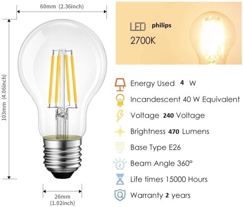 لمبة فيليبس شفاف 4 وات
