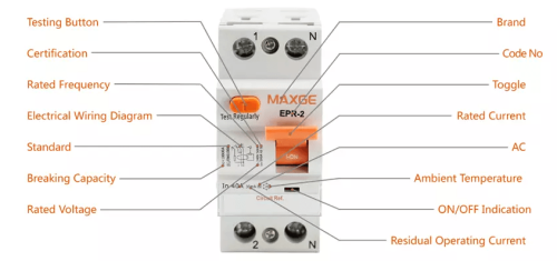 مفتاح حماية ماكسجي ضد التسريب الأرضي RCCB 2P